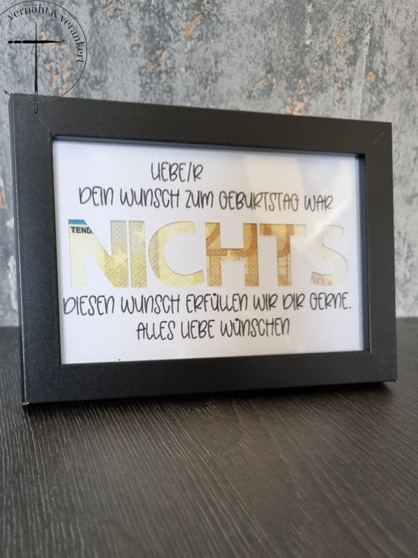 Geschenkidee Geldgeschenk Bilderrahmen für mehrere Scheine