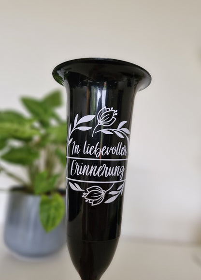 In liebvoller Erinnerung: 23cm Grabvase mit inspirierender Aufschrift