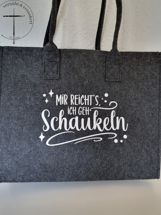 Filz Shoppingbag "Ich geh' schaukeln" 42x22x33cm